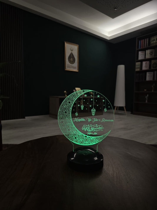 HOŞGELDİN YA ŞEHR-İ RAMAZAN 3D LED LAMBA  IŞIKLI DEKORATİF HEDİYE