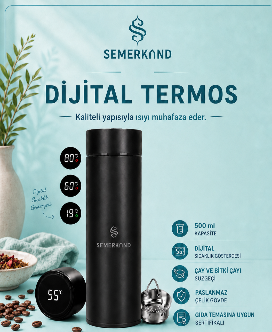 SEMERKAND Dijital Termos – 500 ml